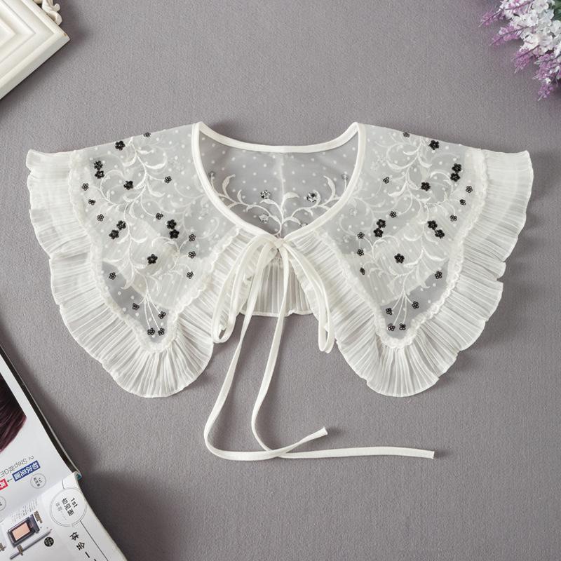 Fashion Scarf Fake Collar Shirt Women Detachable Collar Lace Neckline Women False Collar Tie White Faux Col Clothes Accessories