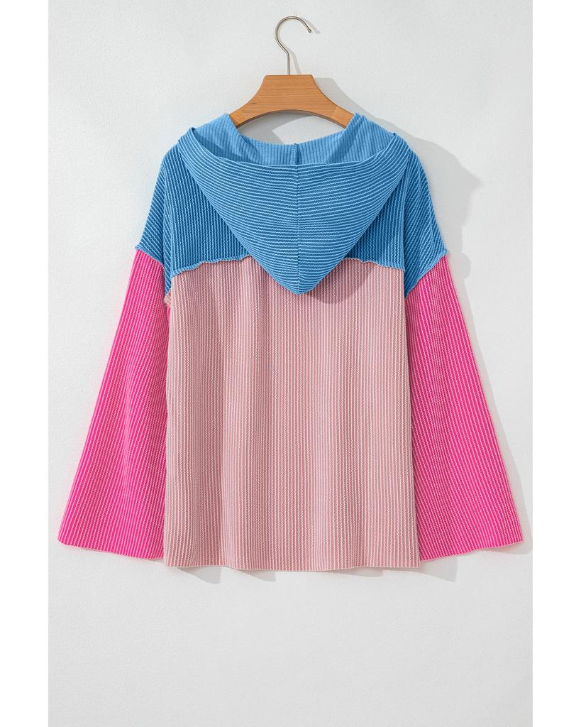 Azura Exchange Блузка свободного кроя с капюшоном в стиле пэчворк с цветными блоками