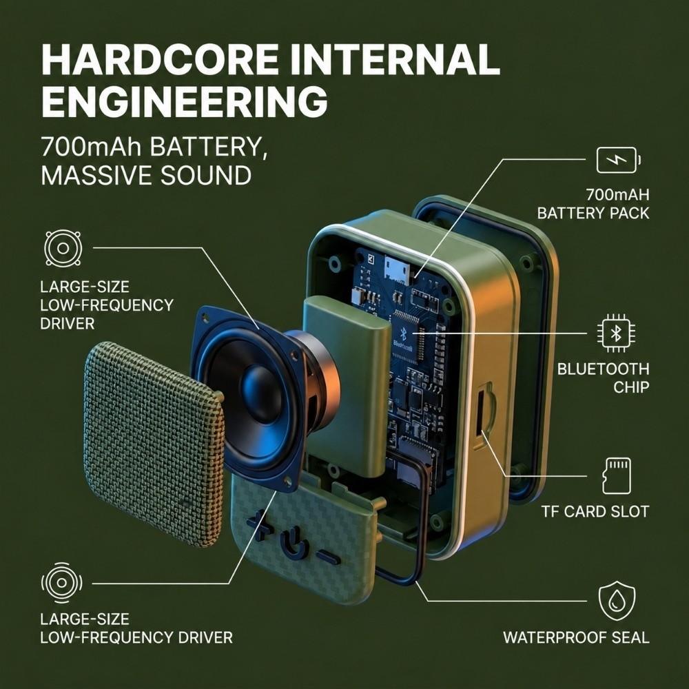 with Back Clip Mini Wireless Audio Speaker for Sports Running Hiking Outdoor Travel Gym Workout