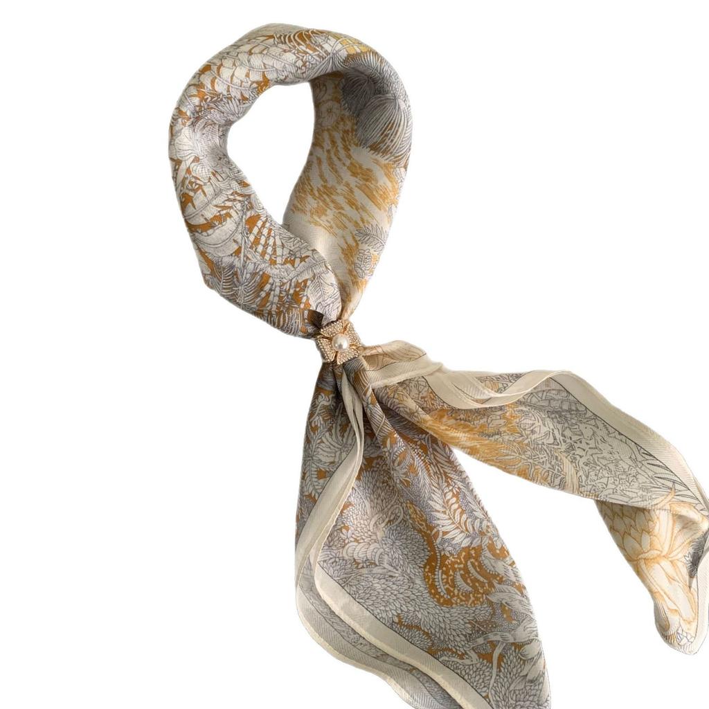 Tropical Jungle 100% Mulberry Silk Herringbone Silk Scarf Scarf Decorative Scarf Spring and Autumn Square Scarf Hangzhou Silk