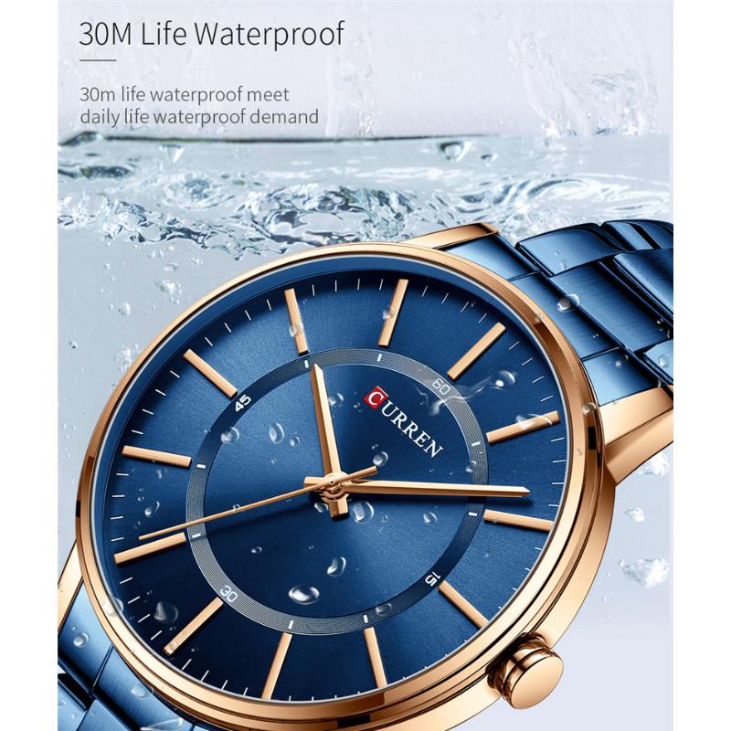 CURREN Новые лучшие мужские часы с ремешком из нержавеющей стали, японский механизм, мужские деловые часы со стальным ремнем
