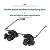 20x Eyewear Loupe Repair Third Hand Helmet Magnifying LED Magnifying Headband Head Wearing Magnifier Glasses Loupes for Reading