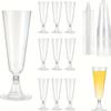 25pcs 150ml Safe Packing Plastic Champagne Flutes Disposable Sparkling Champagne Bar Cups Clear Toasting Glasses For Weddings