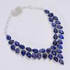 Beautiful Top Grade Qualite 100% Natural Lapis Lazuli Pear Shape Ethnic Handmade Jewelry 925 Steling Silver Necklace 18" WSJ-4766