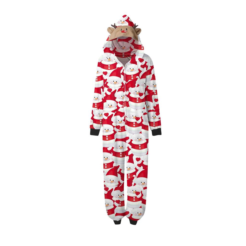 Комплект комбинезона на молнии с капюшоном и длинными рукавами для всей семьи с рождественским принтом
