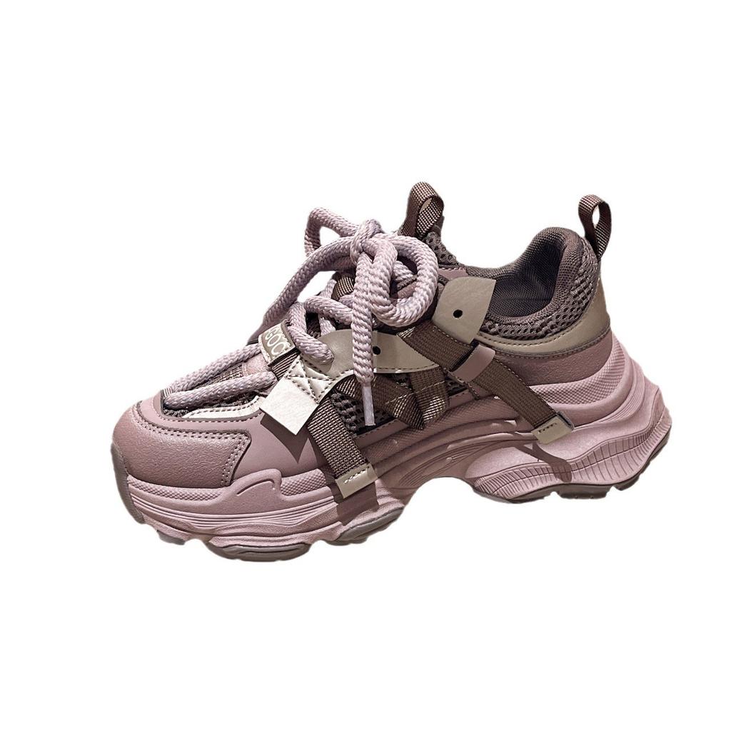Dad Shoes Women's New Mesh Thin Purple Women's Sneaker Thick Bottom Increased Feet Small Casual Shoes