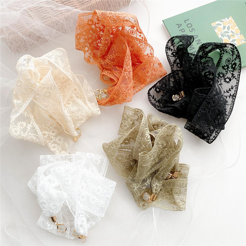 Хлопковый льняной кружевной треугольный шарф для женщин на весну, осень и лето, маленький цветочный маленький шарф, украшение на голову, тонкий стильный шелковый шарф