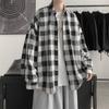 Осенняя клетчатая рубашка мужская с длинным рукавом в стиле Гонконга, классная повседневная рубашка