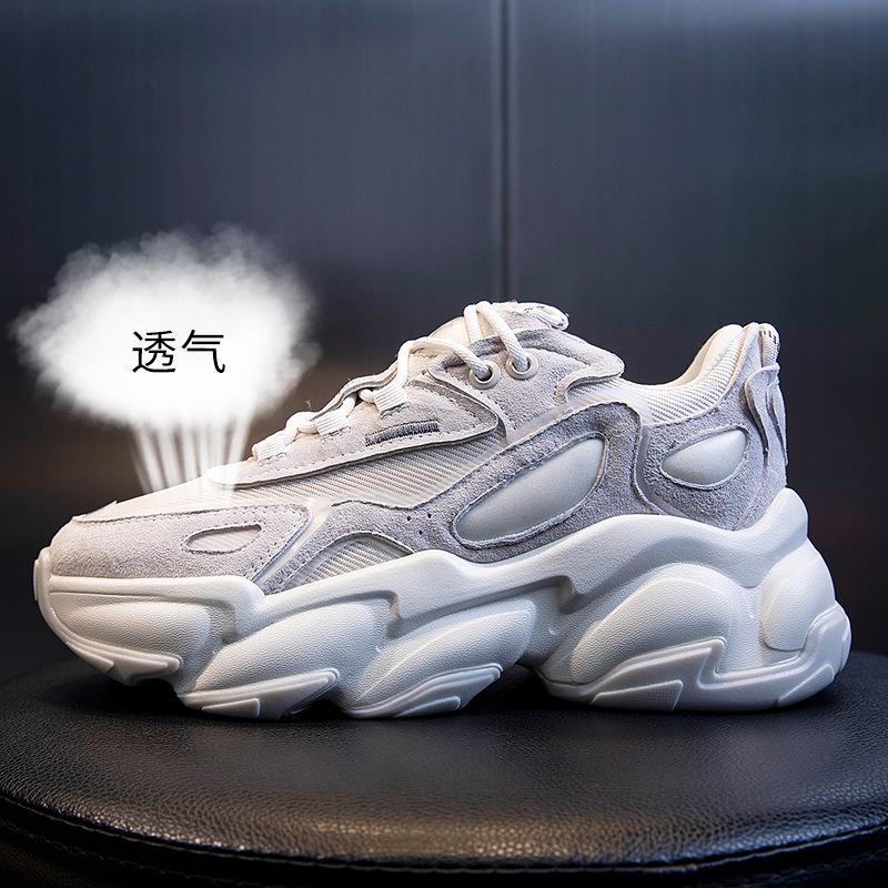 Leather dad shoes women's 2025 spring new women's shallow mouth platform single shoes sports shoes women's casual versatile women's shoes