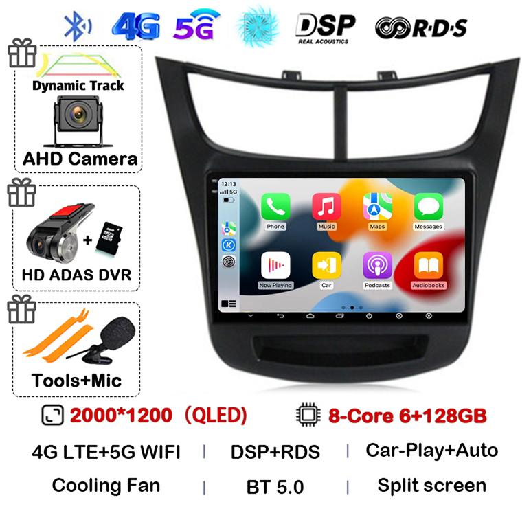 Android 14 Carplay Auto Car Radio For Chevrolet Sail Aveo 2015 2016 2017-2019 Multimedia Stereo Player GPS Navigation 4G WFI DSP