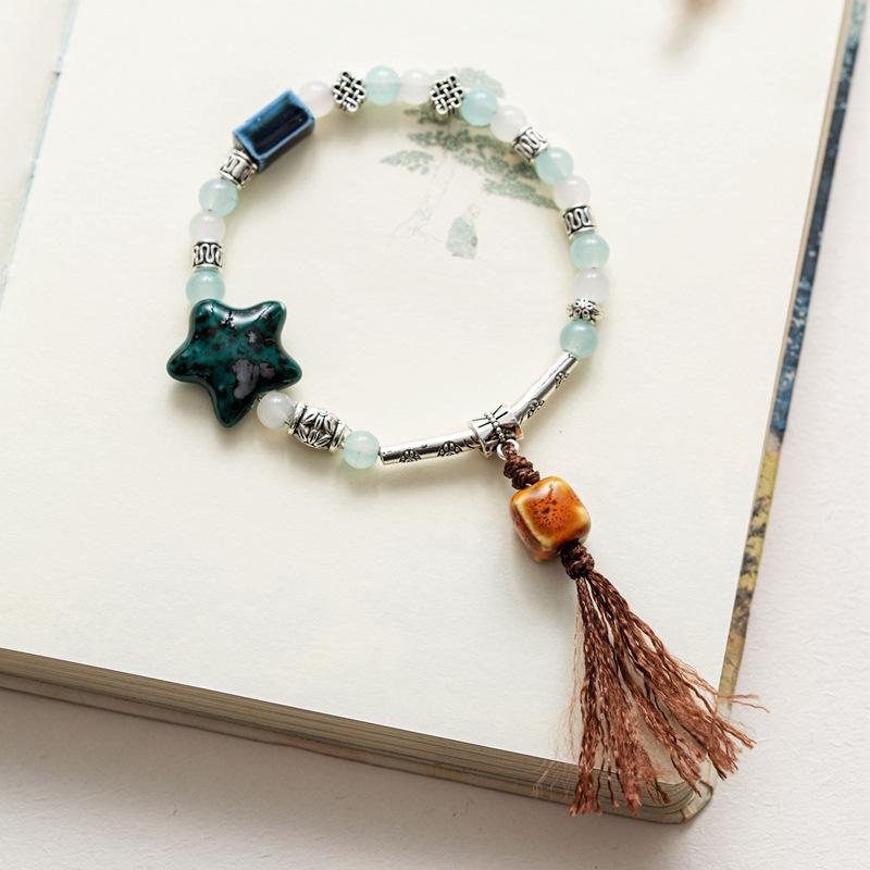 Керамический браслет ювелирные изделия модный цветочный глазурь бисерный браслет многоцветный повседневный богемный браслет