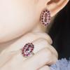 100% Natural Garnet Jewelry Sets Kits 925 Sterling Silver Clasp Earrings Ring Gemstone Jewelry for Women Wedding Birthday Gift