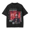 Demon Slayer Anime T Shirt Kibutsuji Muzan Graphic Washed Tee Men Casual Cotton T-shirts Harajuku Male Manga Vintage Tshirt