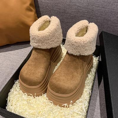 Ботинки на плоской подошве с современным круглым носком и очень высоким каблуком, зимняя женская обувь 2024 года, горячая распродажа, однотонные, лаконичные женские ботинки