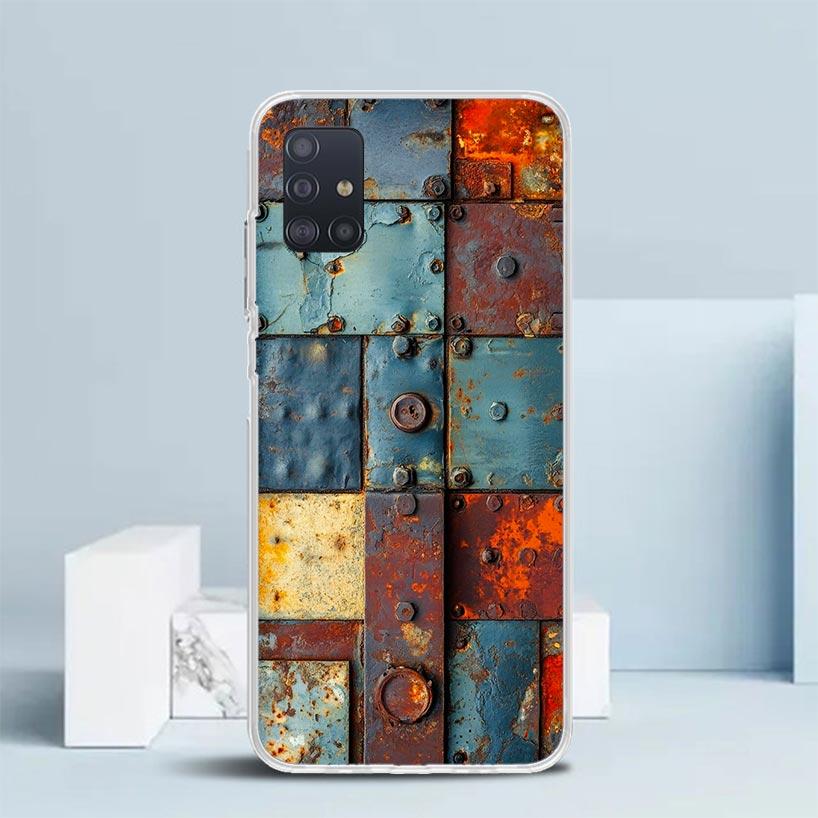 Винтажный промышленный стиль Ржавый узор Мягкий чехол для Samsung Galaxy A12 A22 A32 A52 A72 A02S Чехол для телефона Note 20 Ultra 10 S10 Pl