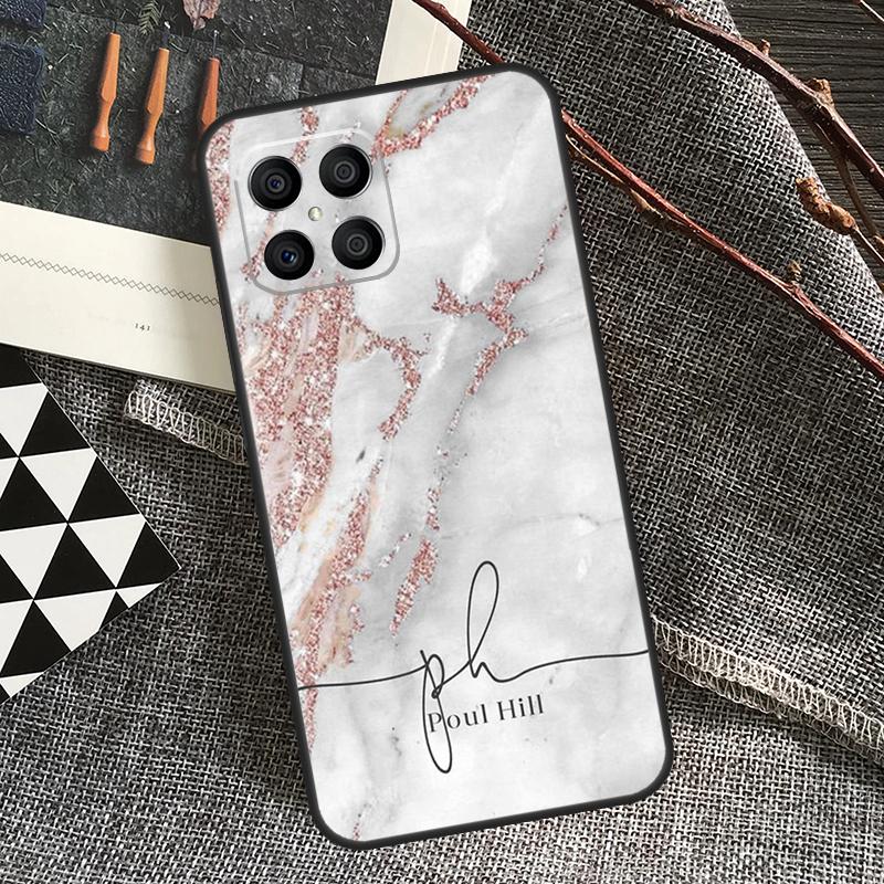 ПЕРСОНАЛИЗИРОВАННЫЙ мраморный чехол с именем и блестками для Honor 90 70 50 Lite Magic 5 Magic 6 Pro X6 X7 X8 X9 X6a X7a X8a X9a X8b X9b