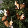 Cute Artificial Squirrel Pendant Christmas Tree Hangings Ornaments Simulated Squirrel Craft Xmas Garden Doll Pendant Decorations