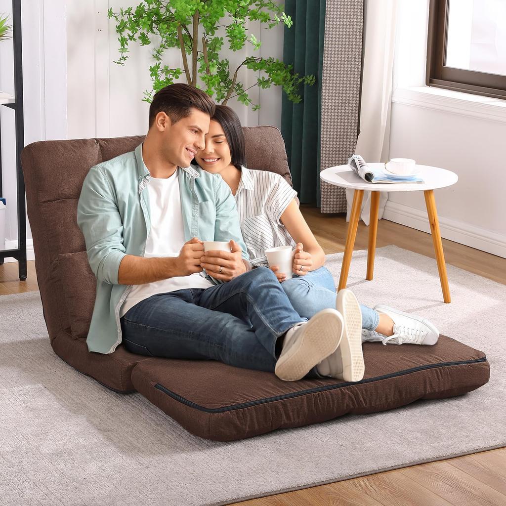 KYODA Sofa Seat Floor Chair High 2 14 Adjustable 2 Cushions Bed, Chair, Sofa, Sofa, Reclining, Back, Fuwafua, Seater, Levels, Included, JP-JT8823S2-BR