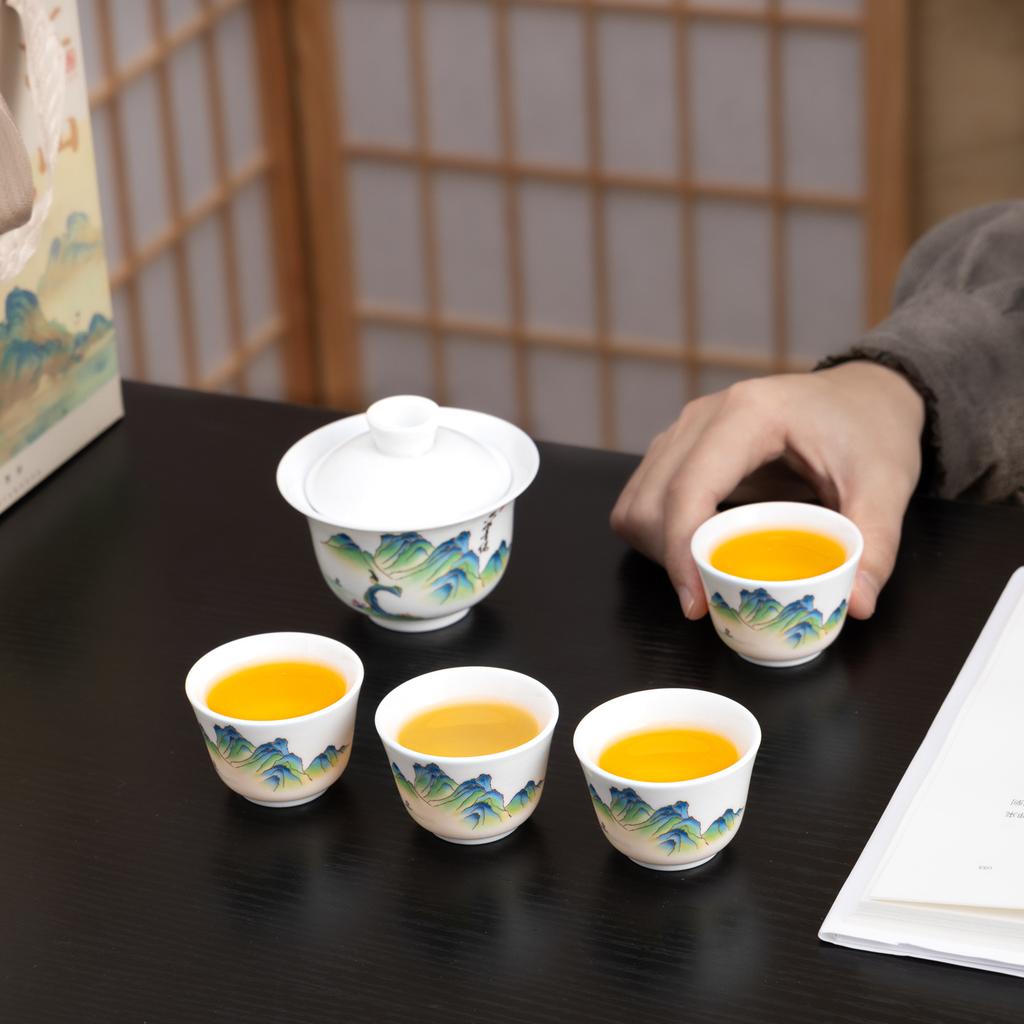 Dehua Ceramic Kung Fu Tea Set High White Porcelain Cover Bowl Teacup Small Set Business Gifts Business Gifts