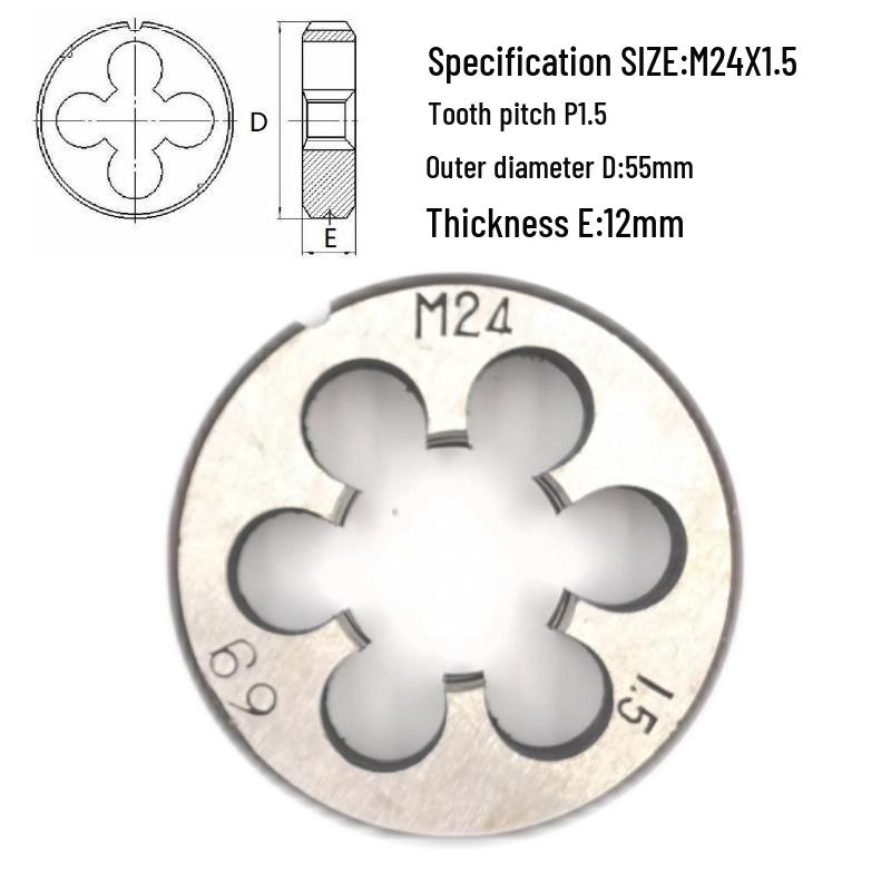 Круглая плашкодержатель M24-M26 x 0.5-3 мм, Прямое/Обратное, Правая/Левая резьба