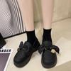Fashion 2024 New British Style Leather Shoes for Women Thick Soled Elevated Mary Jane Shoes Bowknot Platform Shoes