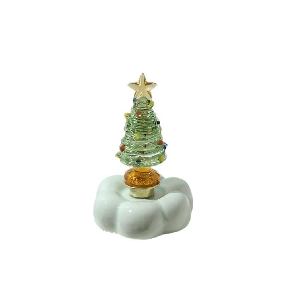 Rotating Display Base Christmas Tree Figurine Ceramic Base Glass Tree Sculpture Christmas Decor