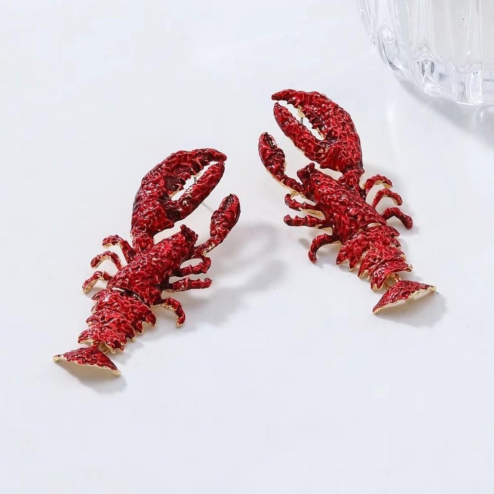 Metal Lobster Earrings Large Size Animal Drop Earrings Charm Crayfish Pendant Earrings Casual