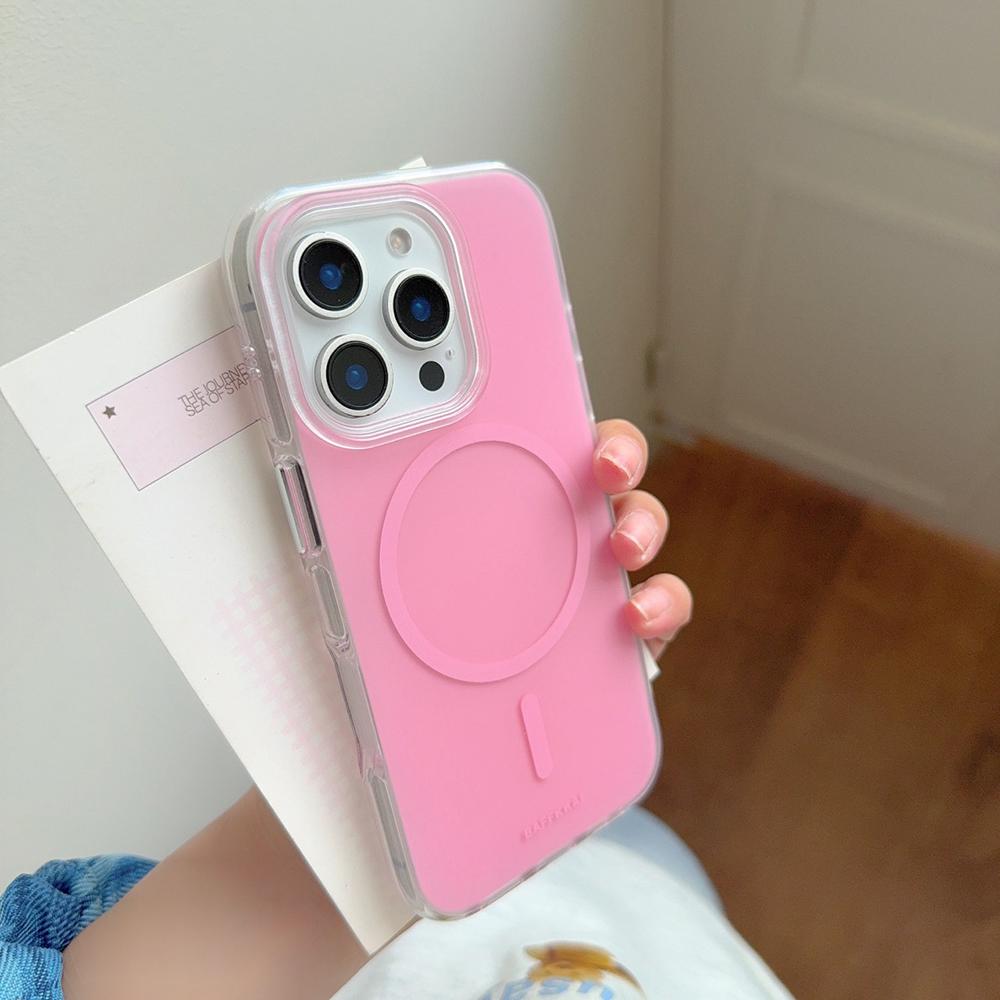Милый однотонный розовый магнитный чехол для телефона для iPhone 13 14 15 16 17 Pro Max Для MagSafe Беспроводная зарядка Защитный чехол для девушек
