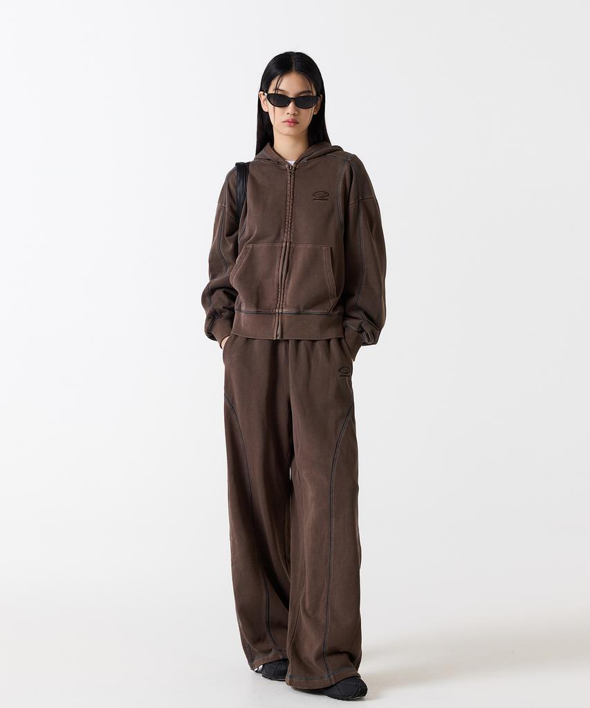 ODDSTUDIO Pigment Cover Stitch Pants - Brown