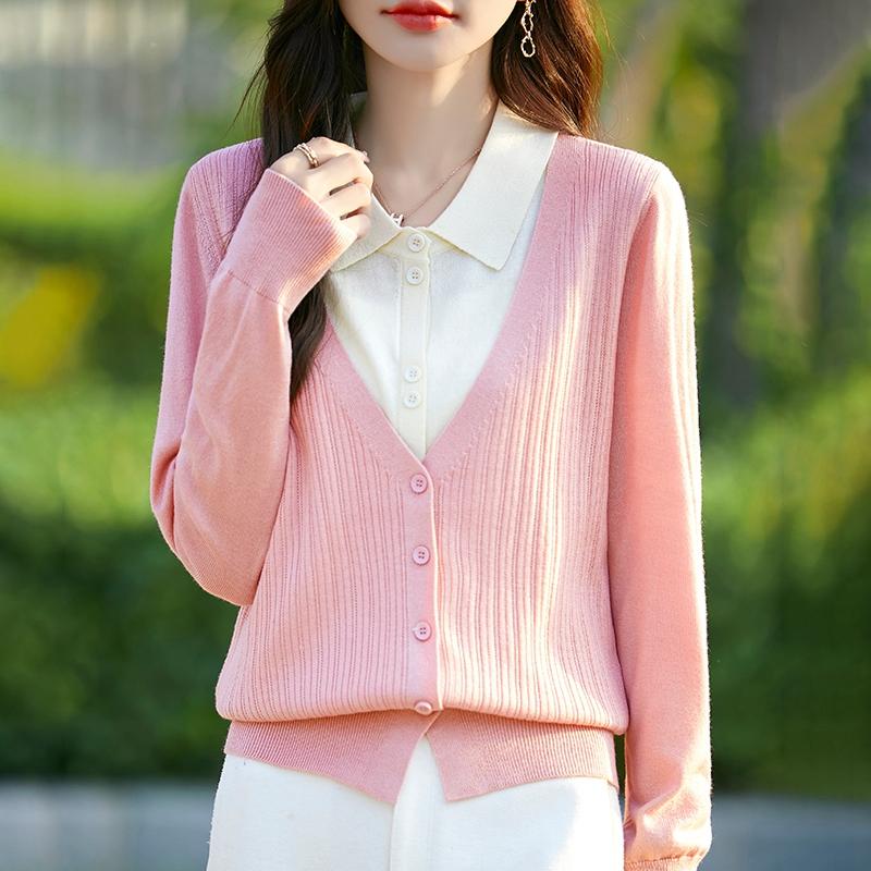 Женский кашемировый кардиган Qinghe кашемир 50% шерсть 50% шелк Женский осенне-зимний кашемировый кардиган мягкий и теплый