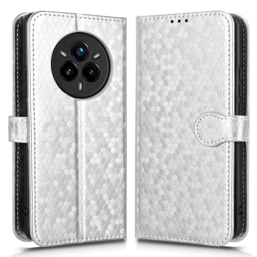 For Realme 14 Pro+ 5G Wallet Case Dot Pattern Imprint PU Leather Phone Cover