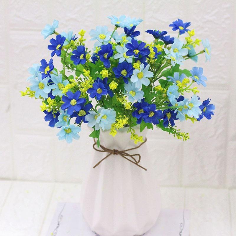 Artificial Daisies Flowers Outdoor Fake Plants for Wedding Party Home Decoration (1 Bouquet, 28 Heads)