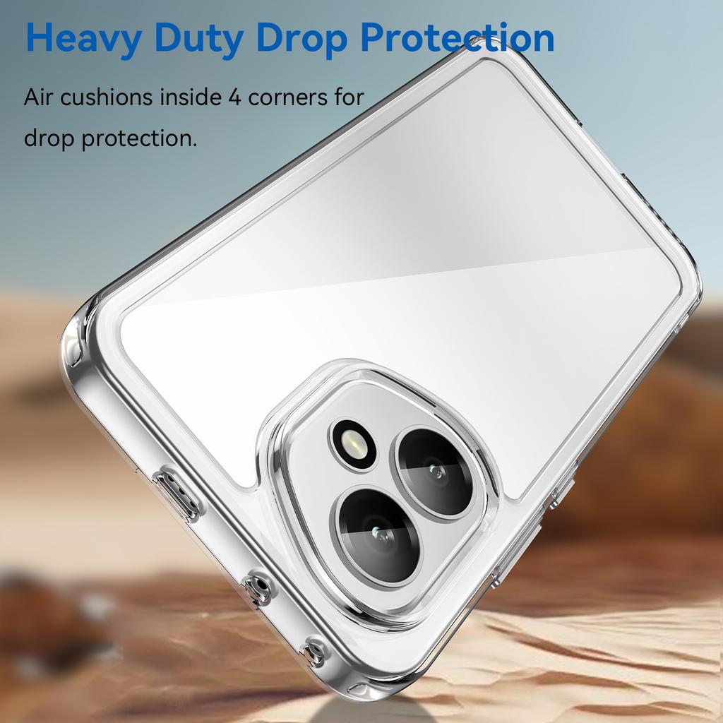 For Honor 400 5G (Global) Case WANLONFENG MF Series TPU Acrylic Clear Phone Cover with Tempered Glass Film