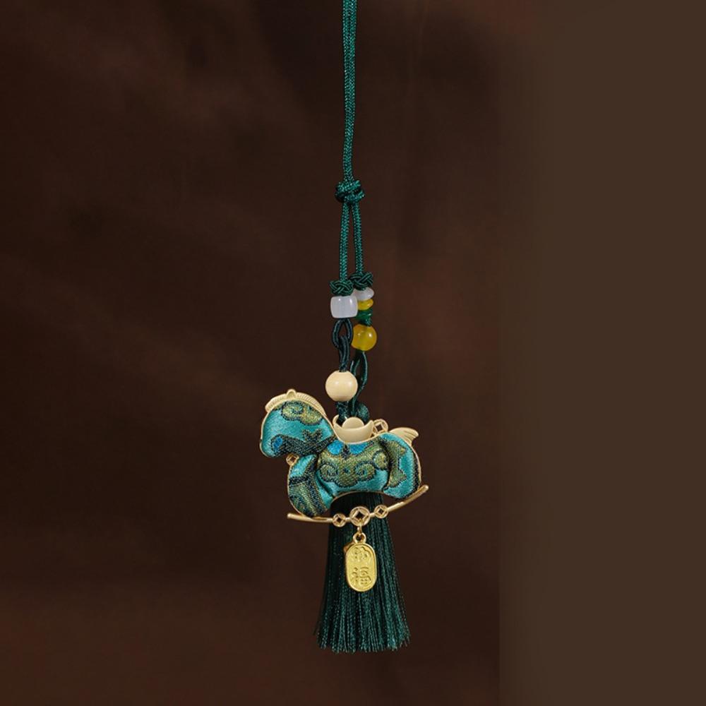 Satin New Year Horse Pendant Chinese Style Car Hanging Ornaments  Festive Accessory