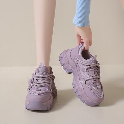 Мода Новая Мода Женские Кроссовки Увеличение Роста Платформа Повседневные Папины Кроссовки Весна Толстая Подошва Дышащие Спортивные Женская Обувь