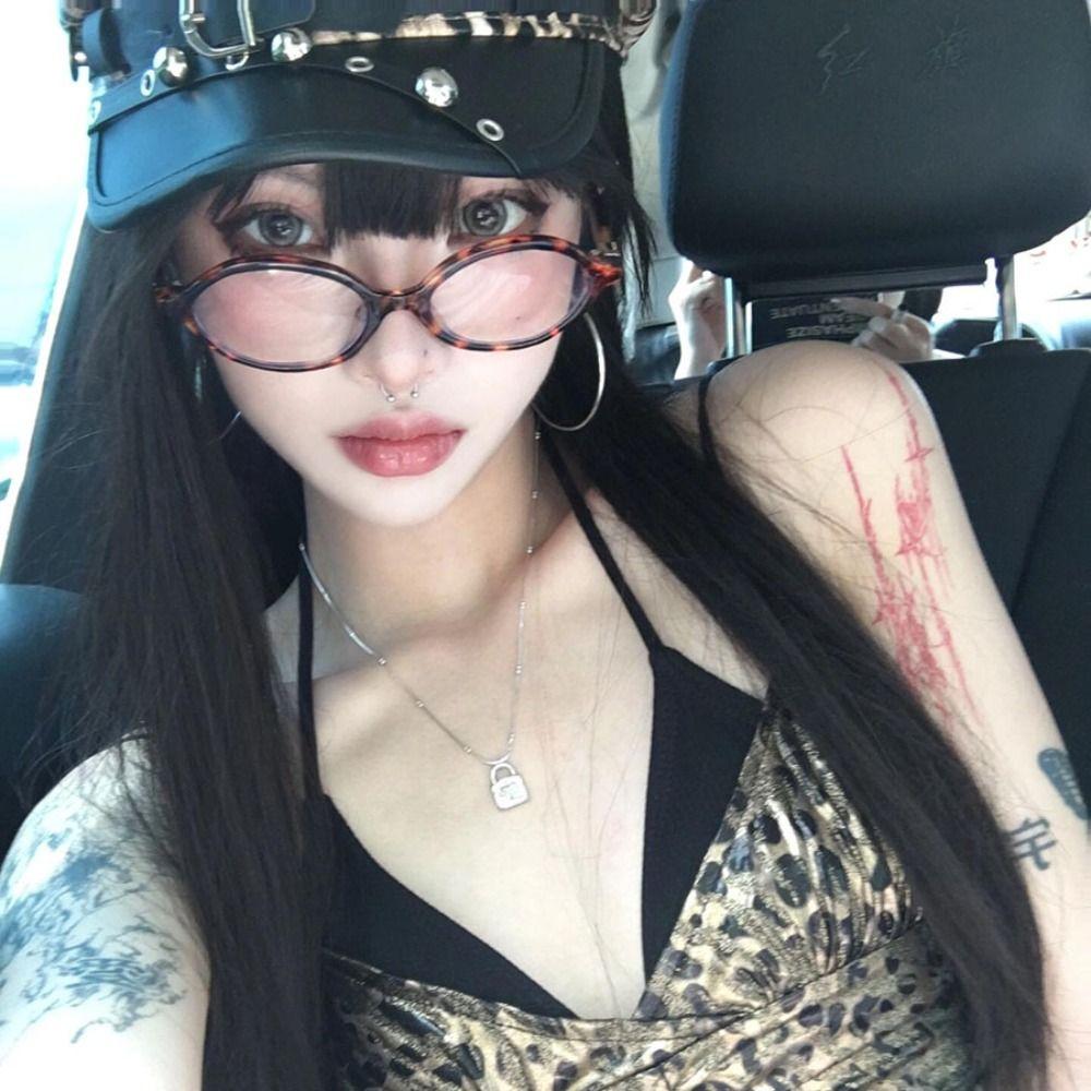 Панк Клепки Леопардовая Шляпа Сексуальная Шляпа с Плоским Верхом Модная Берет Y2k для Женщин