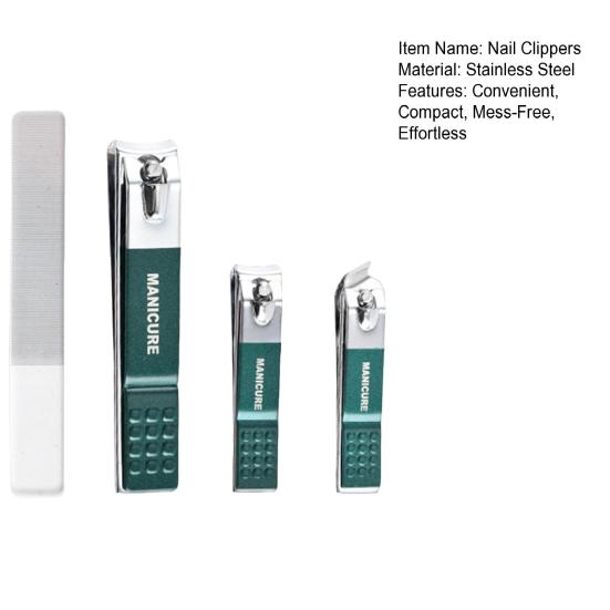 Набор из 4 кусачек для ногтей из нержавеющей стали с коробкой для хранения с защитой от брызг. Простой в использовании набор для маникюра и педикюра для ухода за ногами. Уход за ногтями.