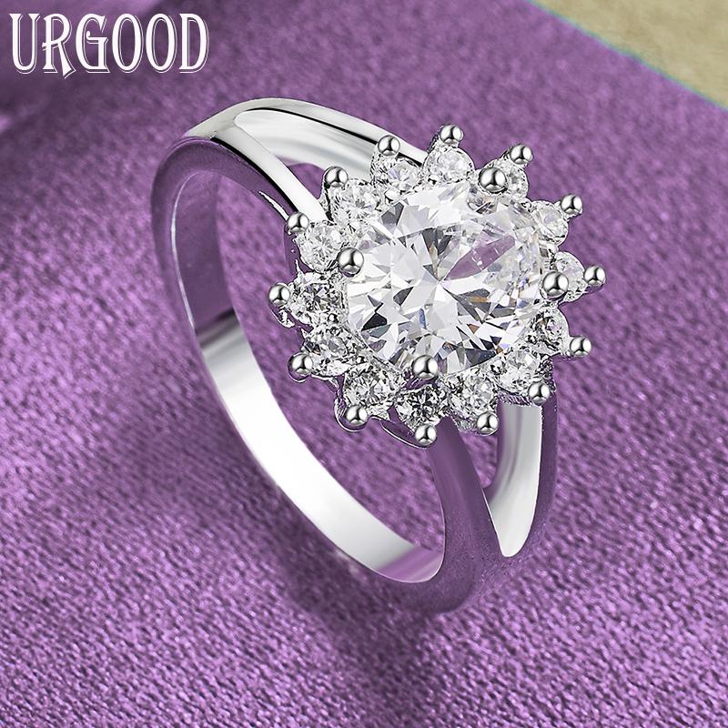 Ювелирные изделия из стерлингового серебра 925 пробы, круглое кольцо с цирконом AAA