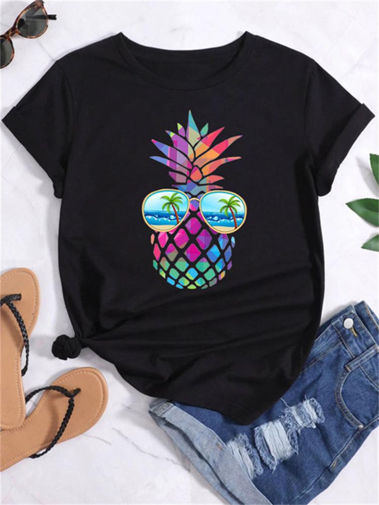 Maycaur Новая летняя забавная женская футболка с принтом арбуза и фруктов Harajuku Белые футболки с рисунком повседневные женские топы женская одежда