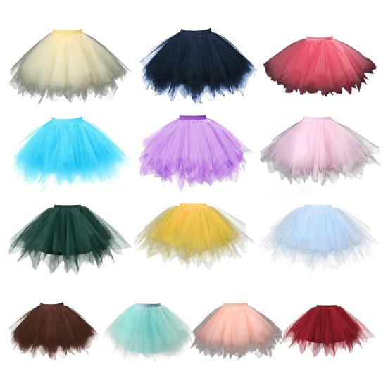 Women Tulle Skirt 50s Tutu Petticoat Elastic Waist Short Ballet Crinoline Petticoat Carnival Costume Underskirt