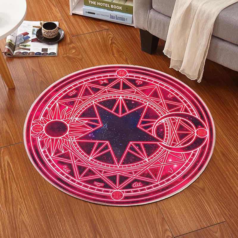 Cardcaptor Sakura Magic Circle Anime Carpet: Children's Round Floor Mat for Cloakroom or Hanging Basket