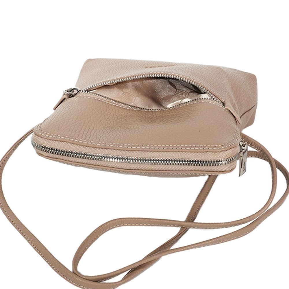 Мини маленькая женская сумка через плечо для взрослых итальянская кожа натуральная кожа розовый бежевый [GIUDI]