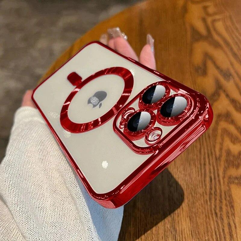 Мужской роскошный магнитный чехол с покрытием Magsafe для iPhone 15 14 13 12 11 Pro Max Plus, противоударный чехол с магнитным беспроводным зарядом