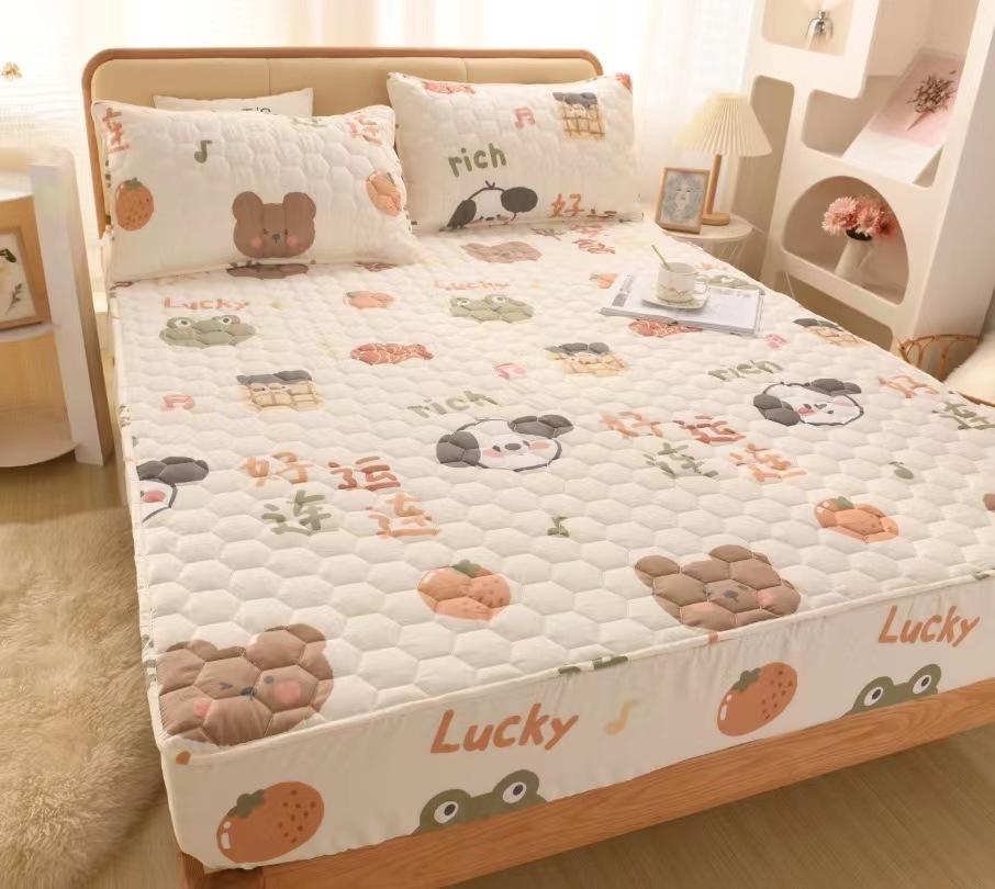 100% хлопчатобумажная ткань, утолщенный стеганый наматрасник, двойной размер, высококачественный защитный чехол для кровати на заказ, не включая наволочку