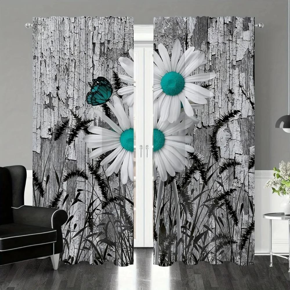 2 шт. Винтажные деревянные планки с принтом, занавески для окон для спальни, гостиной, карманные шторы для окон, домашний декор