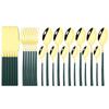24 Pieces Sets Kitchen Tableware Cutlery Set Mint Green Gold Stainless Steel Dinnerware Set Food Flatware Mirror Silverware Set