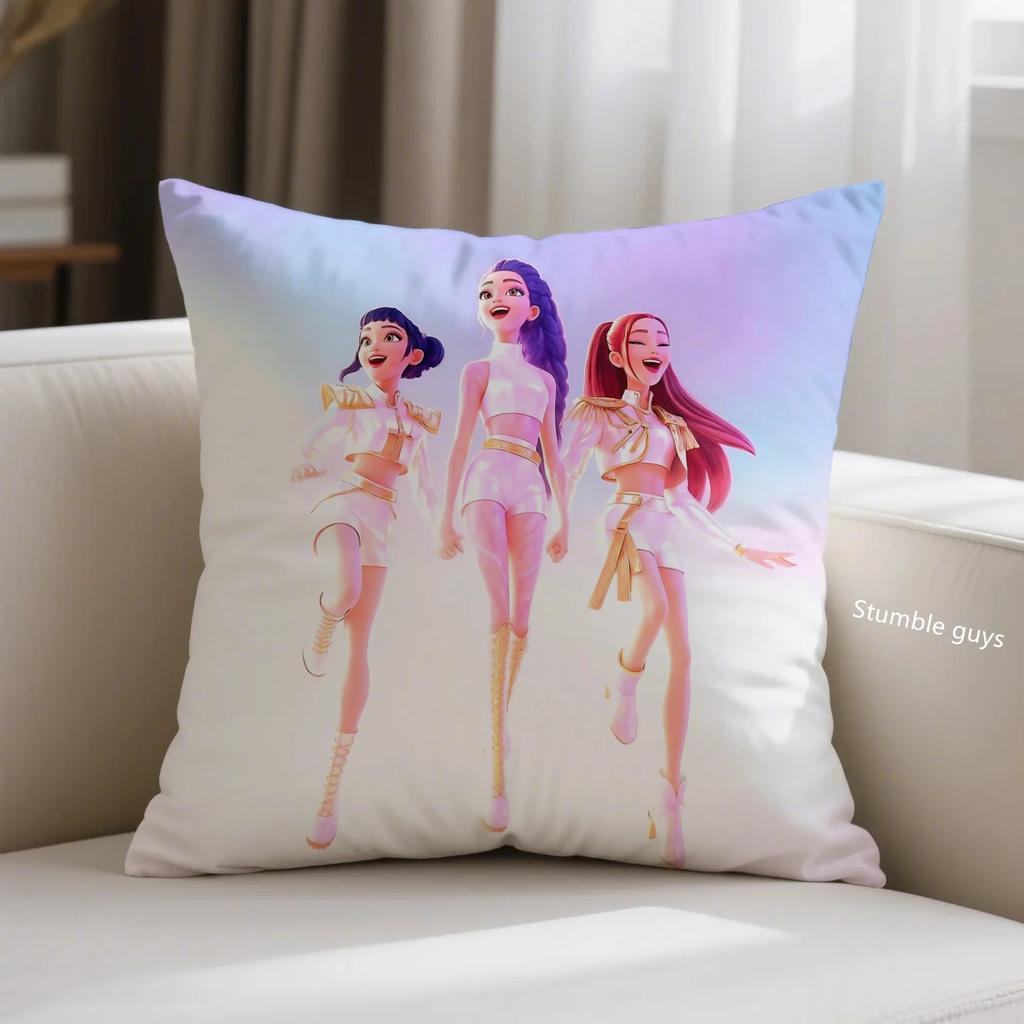 Kpop Cushion Cover Demon Hunters Anime Sofa Pillowcase For Fans