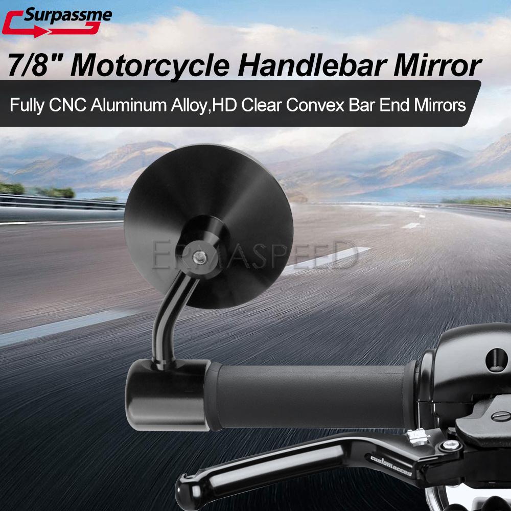 1 Pair Round Motorcycle Bar End Mirrors 22mm 7/8 inch Handlebar Mirror Universal Rear View Mirror For Street Bike Scooter
