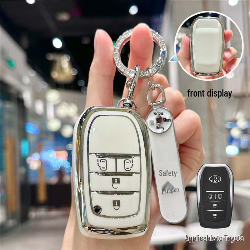 Silver Edge Key Case for Toyota Models: Corolla, RAV4, Camry, Vios, Highlander