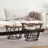 Coffee Table Set 3 pcs Smoked Oak Engineered Wood and Steel